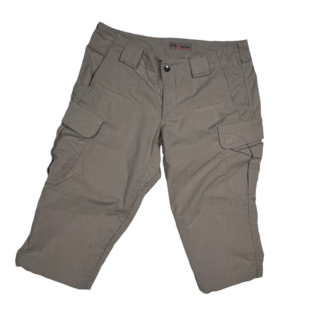 5.11 Tactical Women Khaki Ripstop Cargo Capri Pants Size 12 Regular Utility Tan